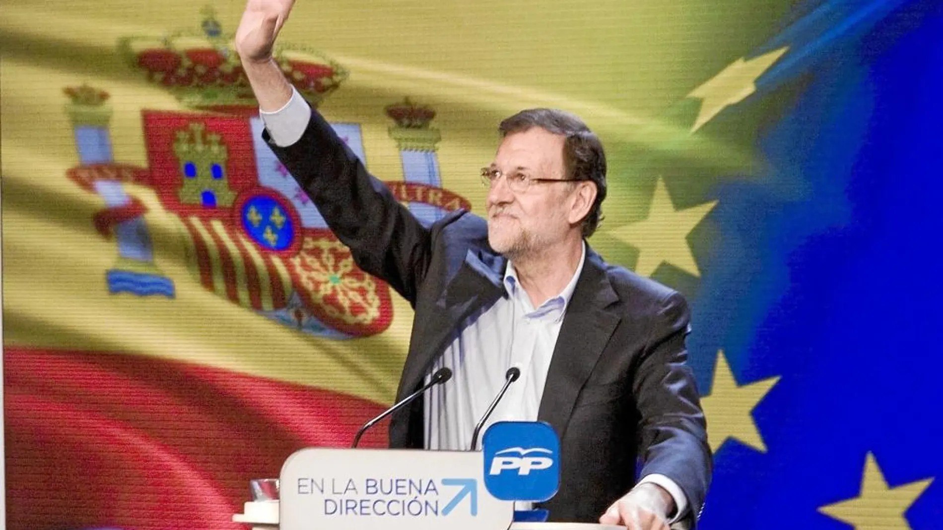 Rajoy, en un reciente acto del PP previo a la campaña de las europeas