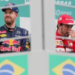Vettel y Alonso volvieron a compartir podio en el Gran Premio de Brasil. El alemán logró su novena victoria consecutiva