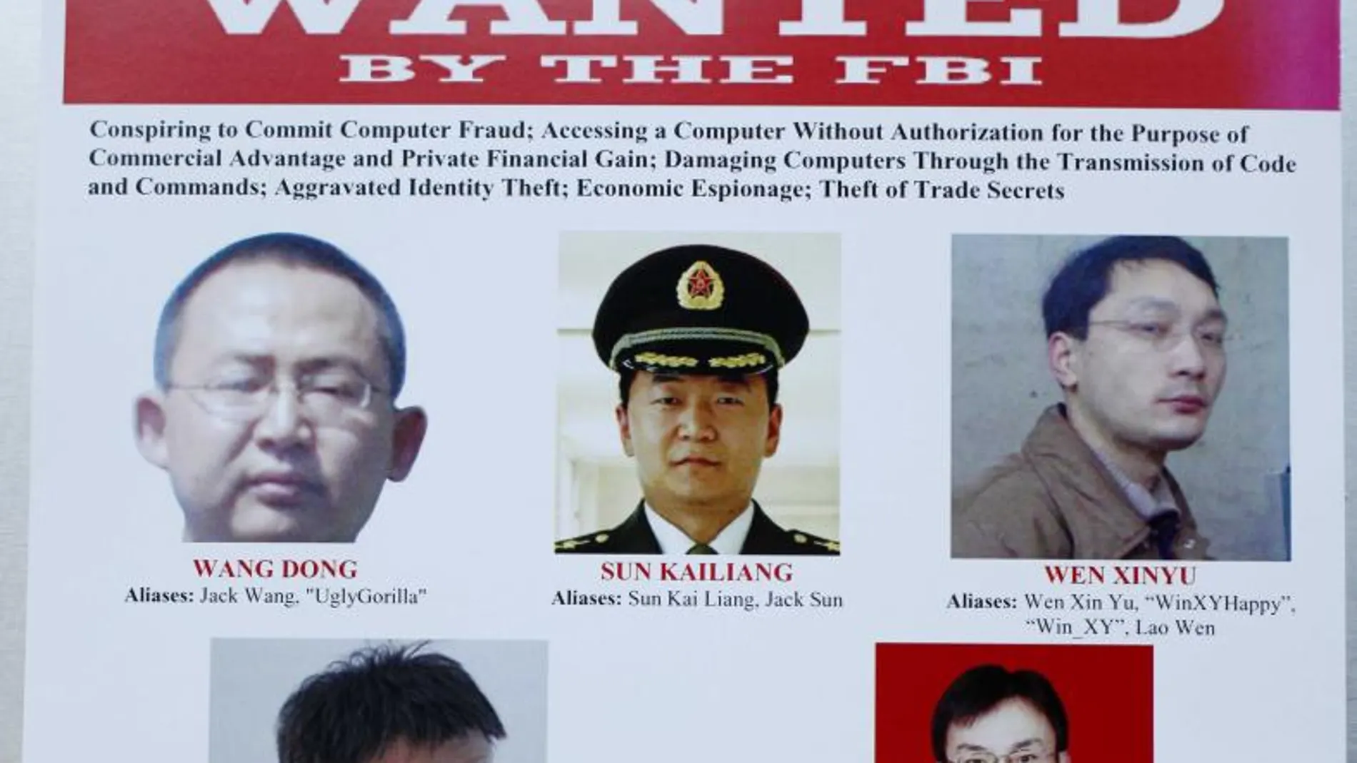 Presuntos piratas informáticos chinos buscados por las autoridades estadounidenses