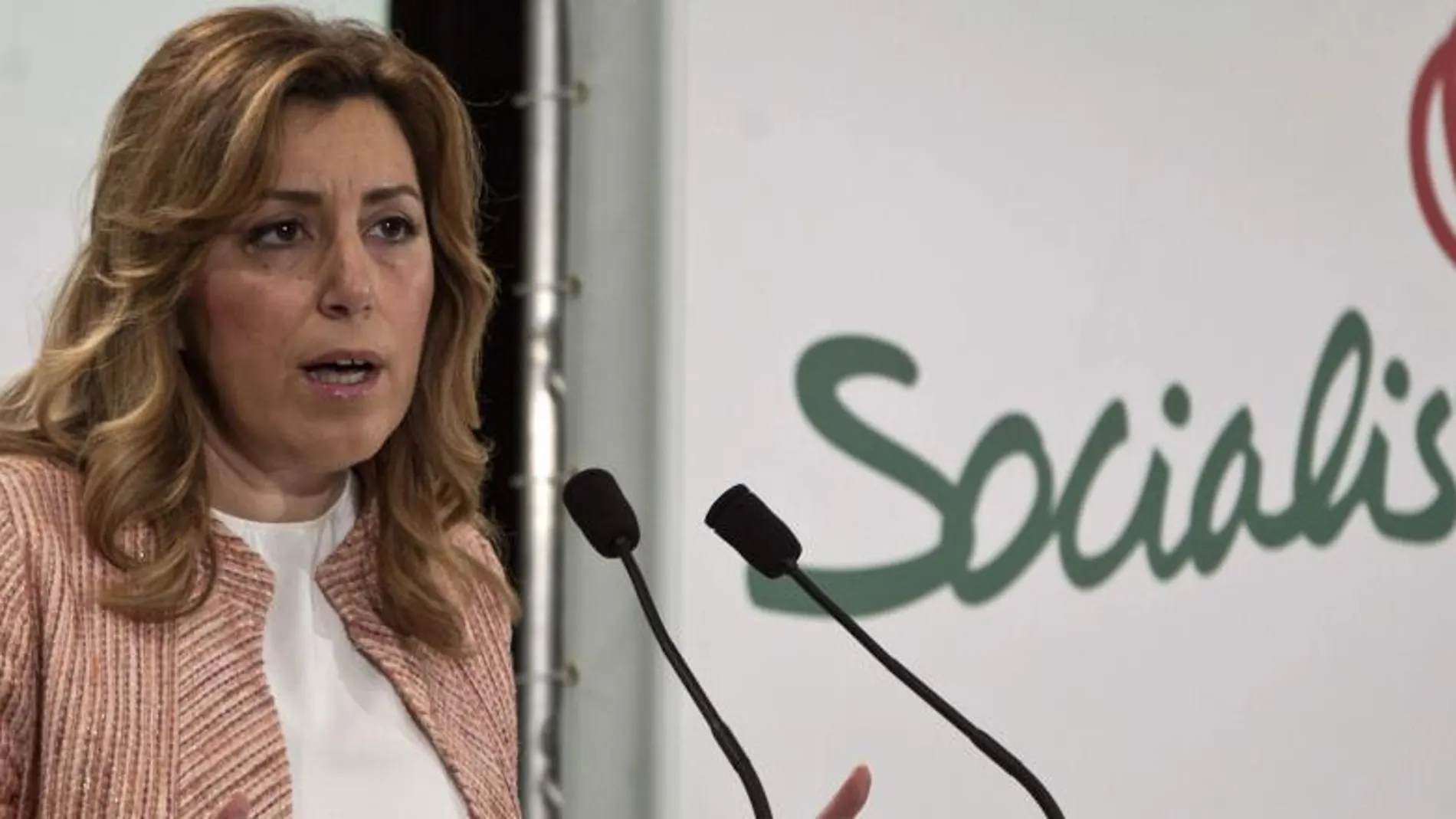 Susana Díaz, durante su intervención en la reunión que celebro en Sevilla la Interparlamentaria de los socialistas andaluces.