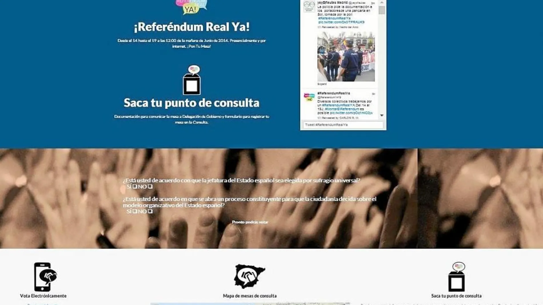 Página web de la plataforma que organiza el referéndum