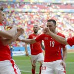 Admir Mehmedi celebra el gol del empate de Suiza ante Ecuador.