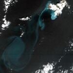 Imagen de la mancha causada por la erupción volcánica submarina de El Hierro
