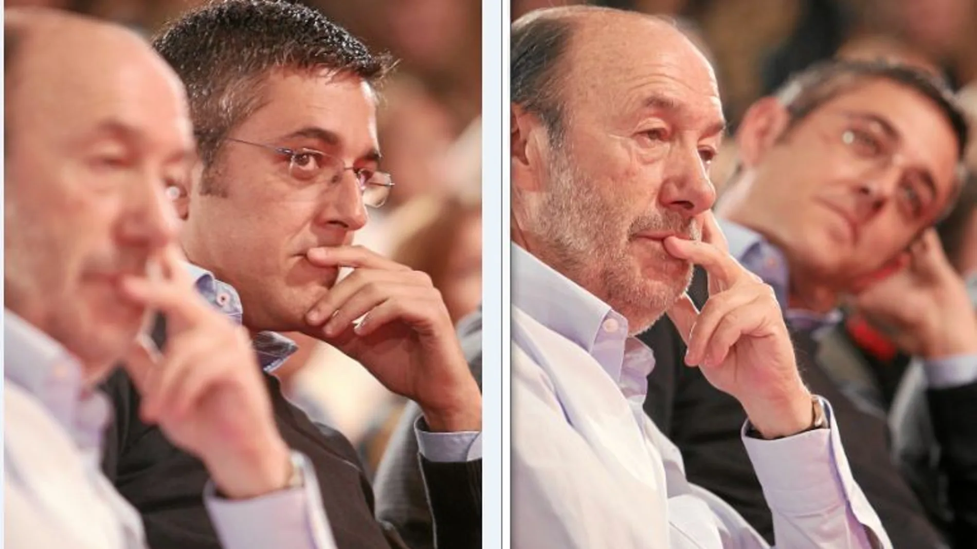 Alfredo Pérez Rubalba, todavía secretario general del Partido Socialista, junto a uno de los nombres que suenan con más fuerza para tomar la dirección del partido, Eduardo Madina, el actual secretario general el Grupo en el Congreso de los Diputados