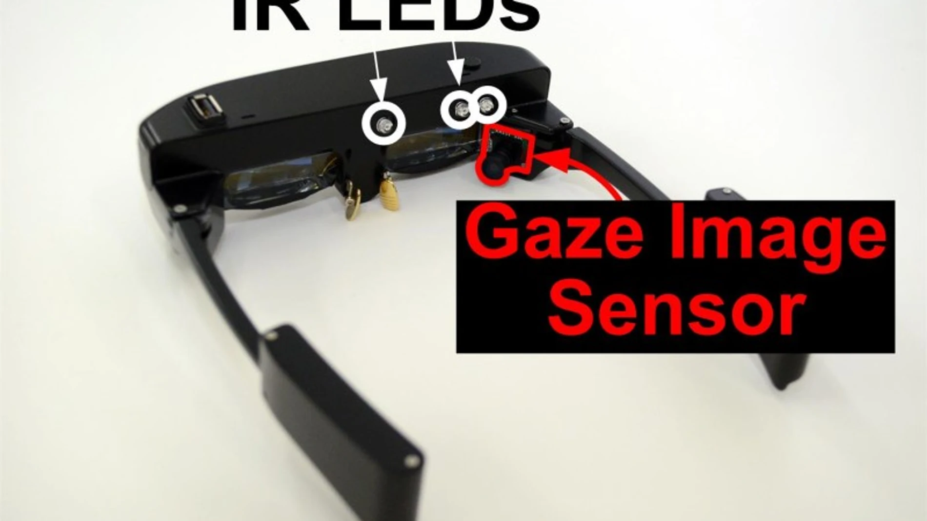 K-Glass 2, con sus LEDs y el sensor mirada-imagen