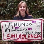 La diputada de IU, Tania Sánchez, ayer en una campaña contra la violencia de género