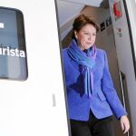 Magdalena Álvarez, ex ministra de Fomento, durante una visita a la fábrica de AVE en Málaga