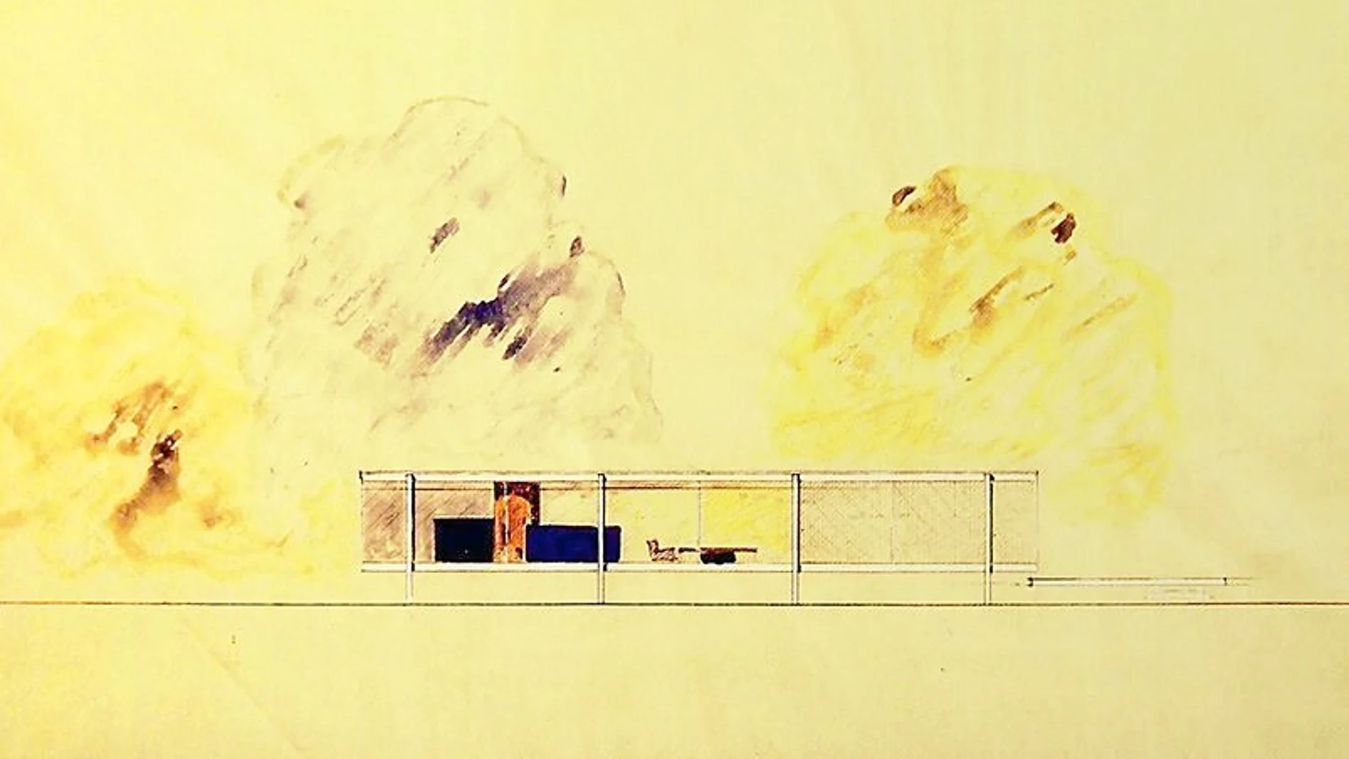 Un boceto de Mies van der Rohe, conservador en el MoMA, para uno de sus proyectos arquitectónicos