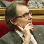 Artur Mas, hoy durante el pleno del Parlament de Cataluña.