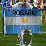 Di María celebra la obtención de la Liga de Campeones el pasado sábado.