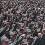 Soldados venezolanos durante el «ejercicio militar defensivo», ayer