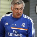 El técnico italiano del Real Madrid, Carlo Ancelotti, poco antes de la rueda de prensa