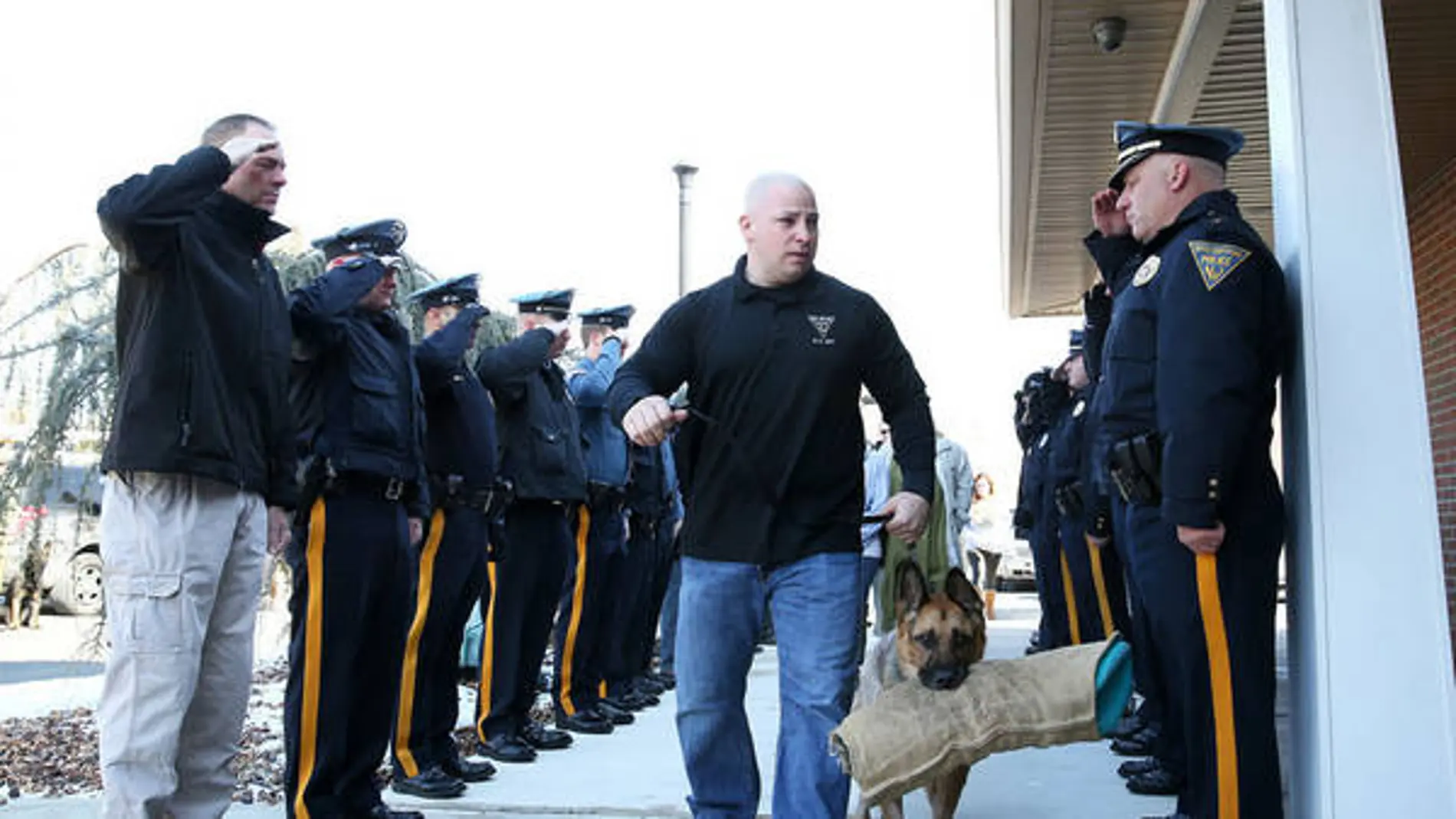 Despedida con honores de un perro policía con una enfermedad terminal