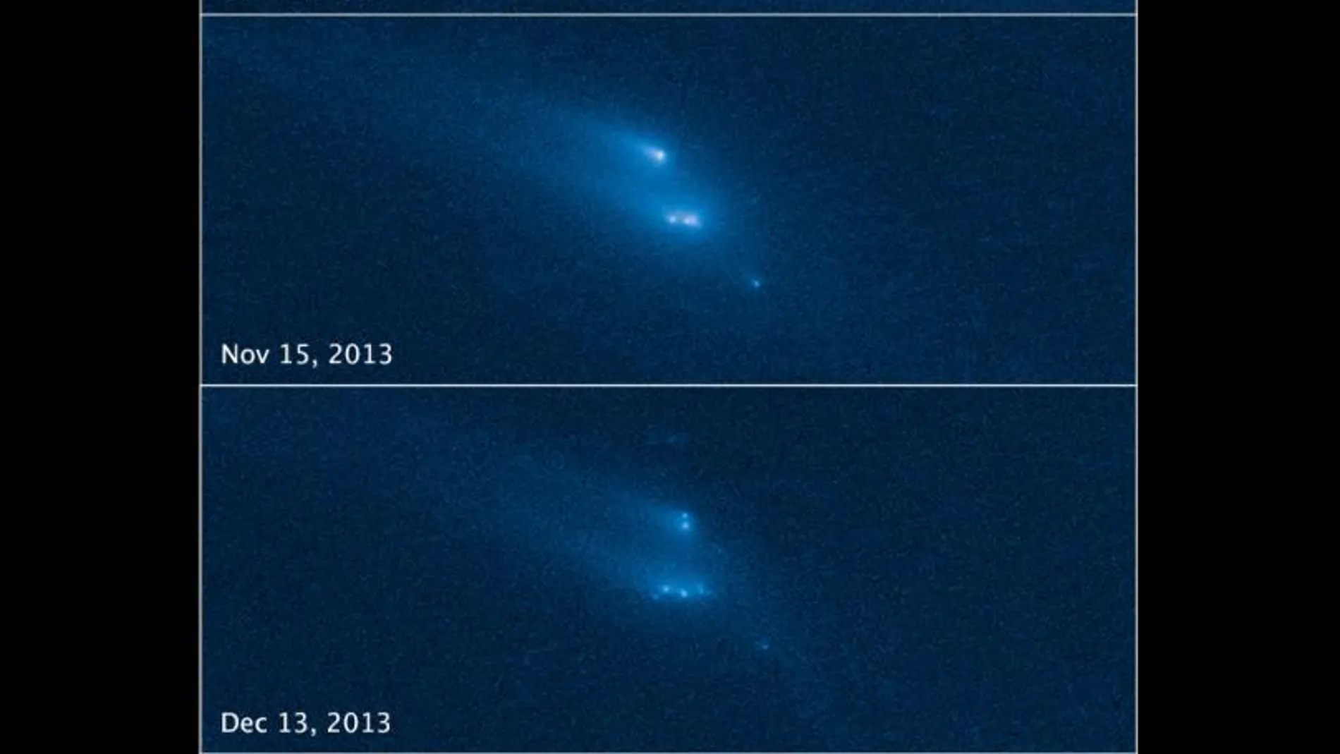 Secuencia de imágenes de la destrucción del asteroide