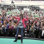 La presidenta de la Junta de Andalucía y secretaria general del PSOE-A, Susana Díaz, en el acto celebrado en Fibes ante unos 8.000 militantes