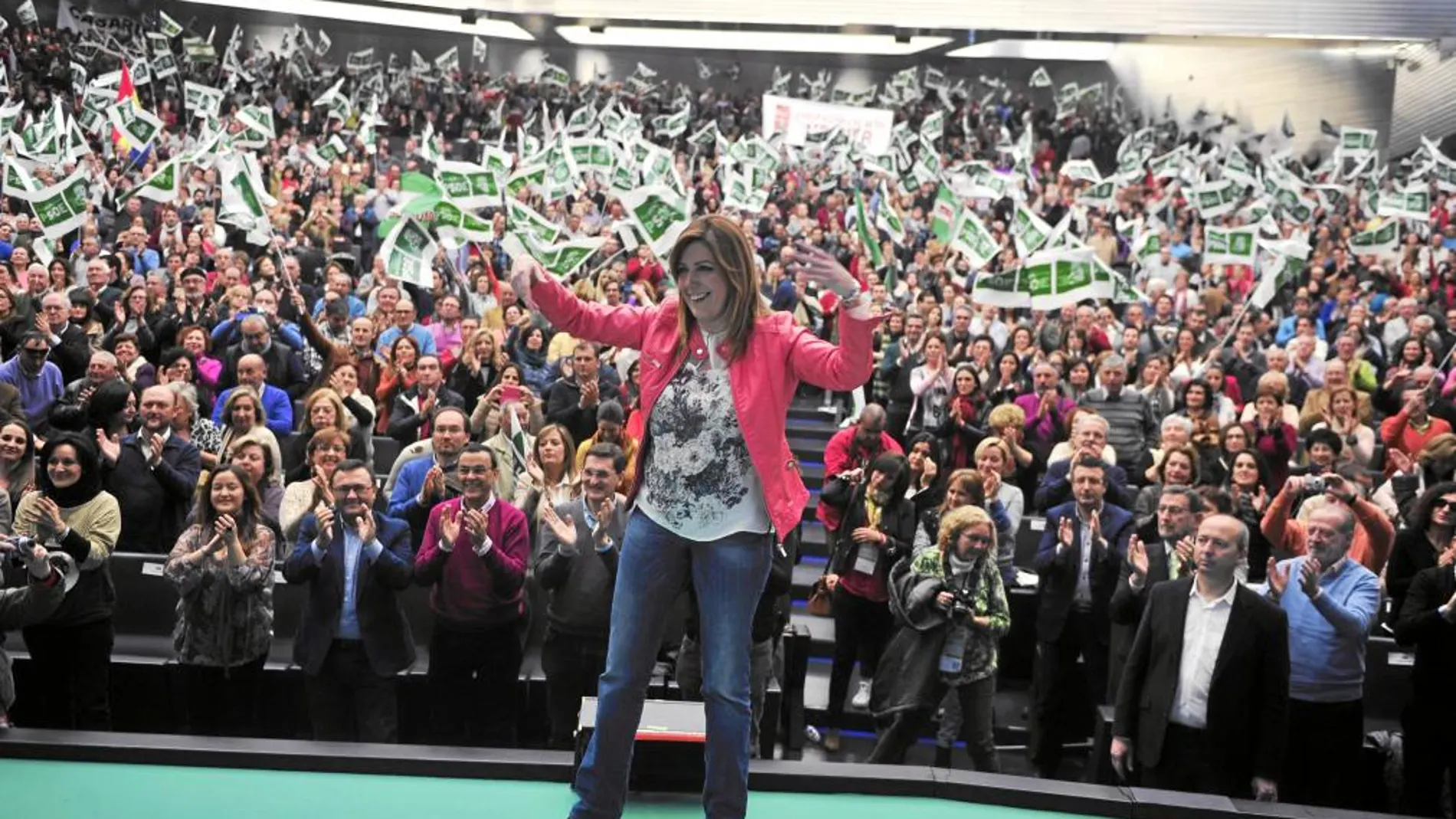 La presidenta de la Junta de Andalucía y secretaria general del PSOE-A, Susana Díaz, en el acto celebrado en Fibes ante unos 8.000 militantes