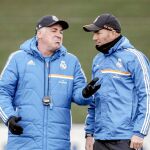 Ancelotti y Zidane, en un entrenamiento del Real Madrid