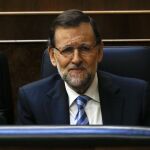 Rajoy durante la sesión del debate de ayer