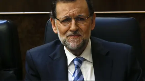 Rajoy durante la sesión del debate de ayer