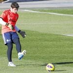 Casillas, durante el entrenamiento de ayer