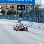 Jaime Alguersuari de Virgin Racing conduce su vehículo, durante una ronda clasificatoria en el Formula E Miami ePrix