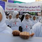 Manifestación de niñas contra el matrimonio de menores