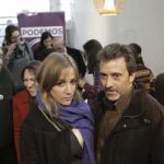 Los diputados en la Asamblea de Madrid de IU Tania Sánchez y Mauricio Valiente en el acto de Podemos