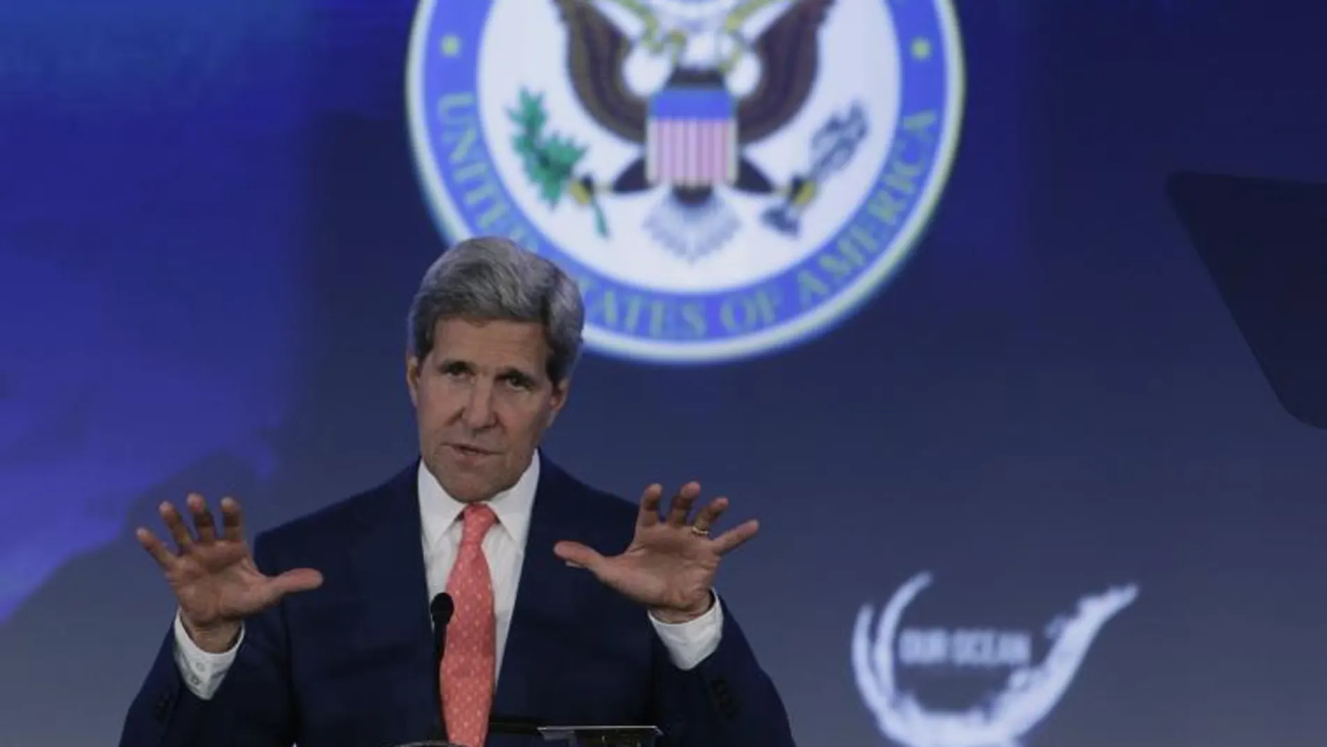 El secretario de Estado de EE.UU. John Kerry, durante la apertura del congreso «Nuestro Océano»