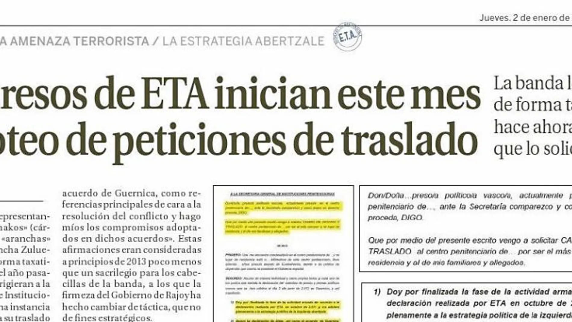 Los presos etarras pedirán su acercamiento a la cárcel de Zaballa