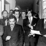 De izda. a dcha., García Hortelano, Barral, García Márquez, Vargas Llosa, Clotas y Castellet, en 1970