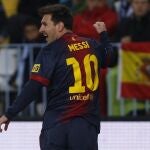 Lionel Messi celebra un gol ante el Málaga