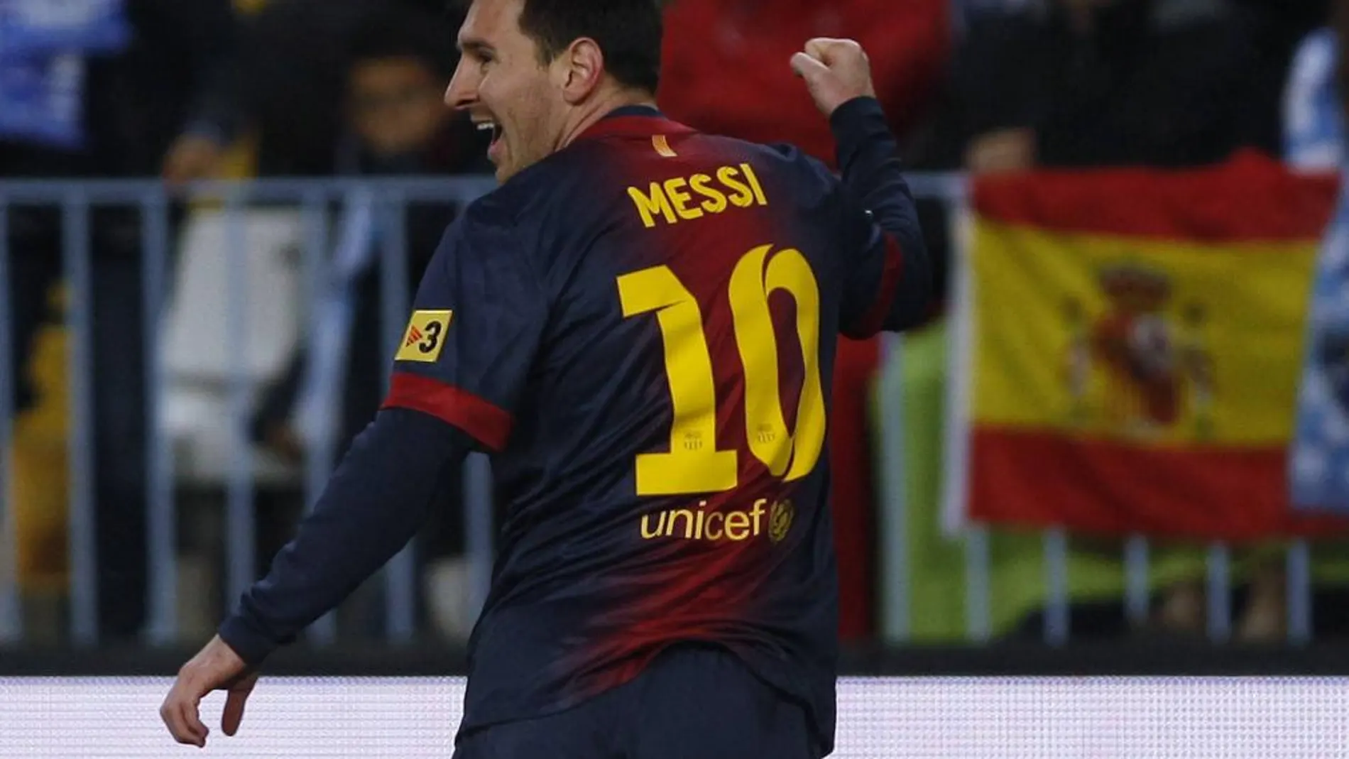 Lionel Messi celebra un gol ante el Málaga
