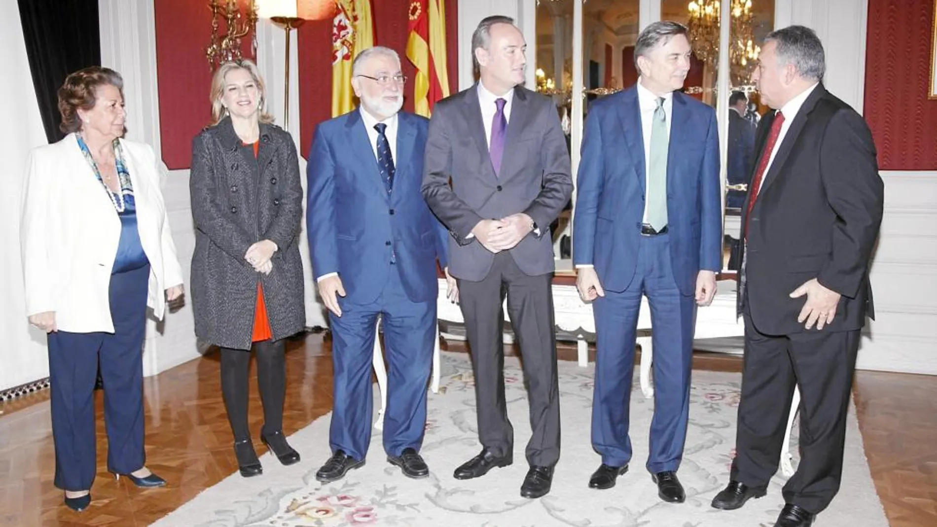 Barberà, Sánchez de León, Cotino, Fabra y Korchagin ayer junto a Ramón Congost