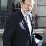 Mariano Rajoy, hoy, a su salida del debate del Estado de la Nación.