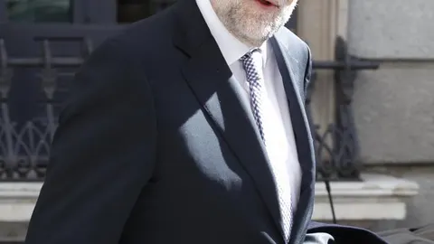 Mariano Rajoy, hoy, a su salida del debate del Estado de la Nación.