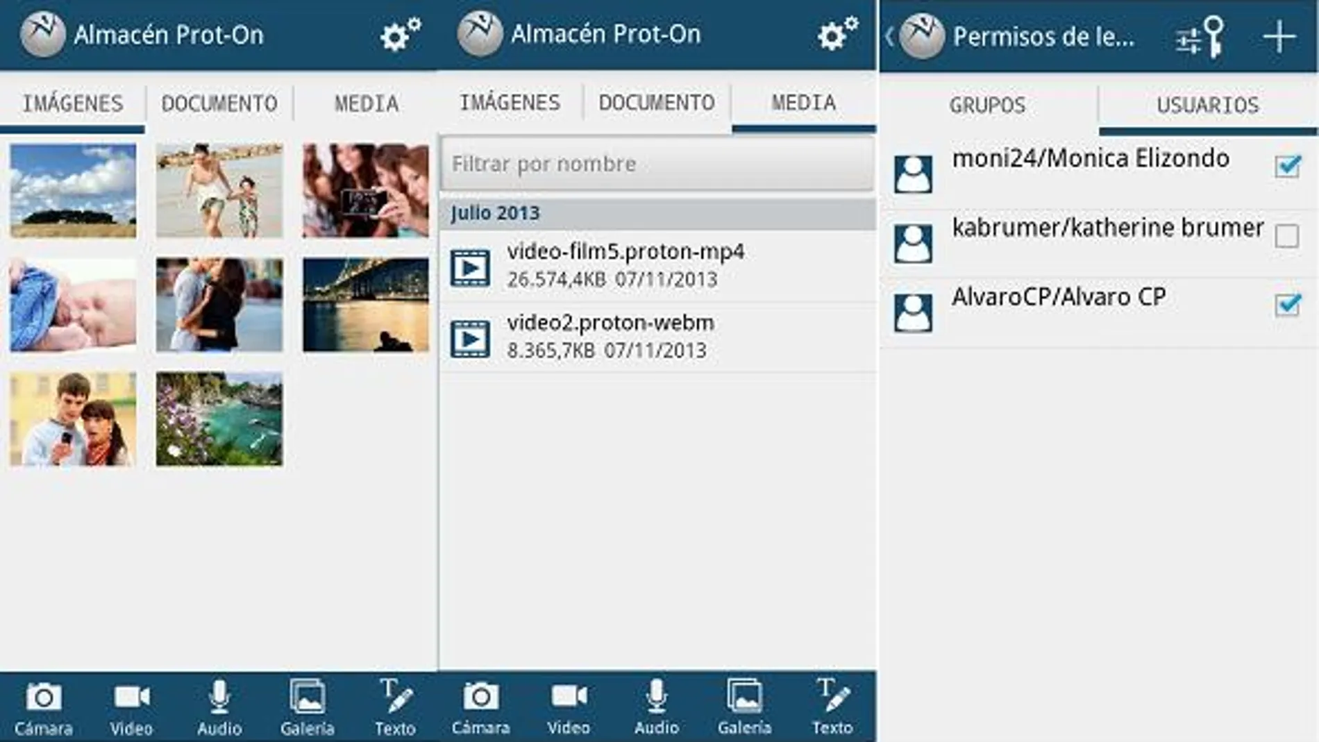Controla los archivos de texto, audio, fotos o vídeo que envias mediante Prot-On
