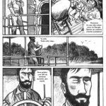 Una página de la novela gráfica de Perrissin y Tirabosco, con Conrad al timón