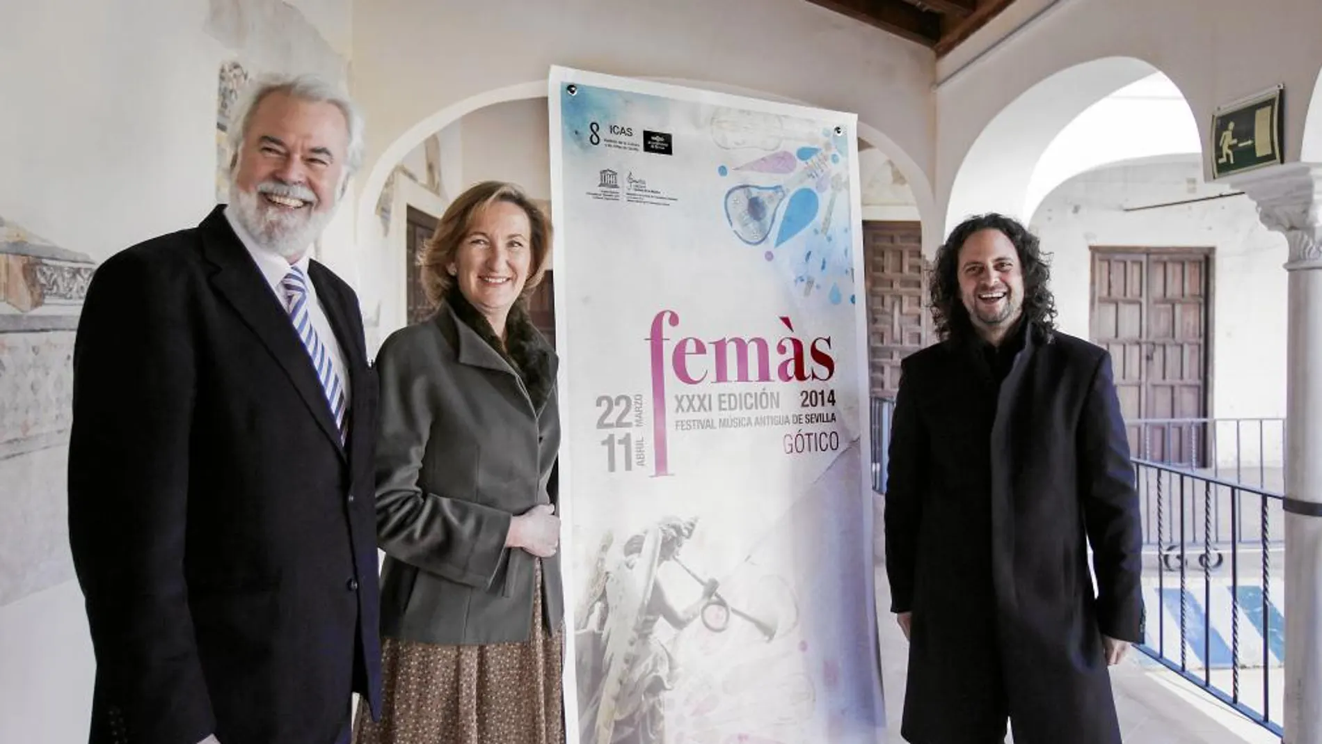 Antonio Moral, María del Mar Sánchez y Fahmi Alqhai, ayer en la presentación del certamen de música antigua