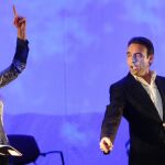 Enrique Ponce, junto a la cantaora María Toledo, durante el ensayo previo a la lectura dramatizada