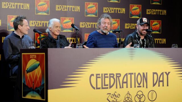 El grupo británico Led Zeppelin, al completo, durante una rueda de prensa en 2007