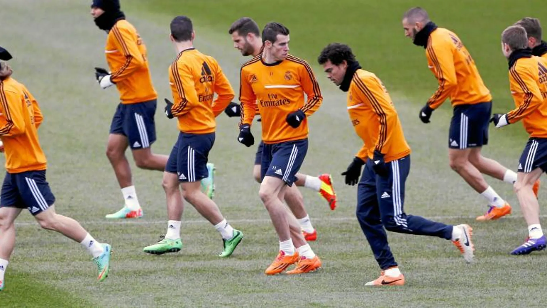 Bale, en el entrenamiento de ayer del Real Madrid