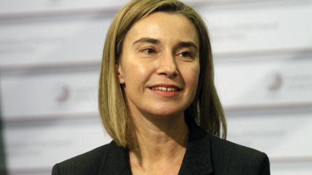 La jefa de la diplomacia comunitaria, Federica Mogherini, durante la reunión informal de ministros de Exteriores de la Unión Europea