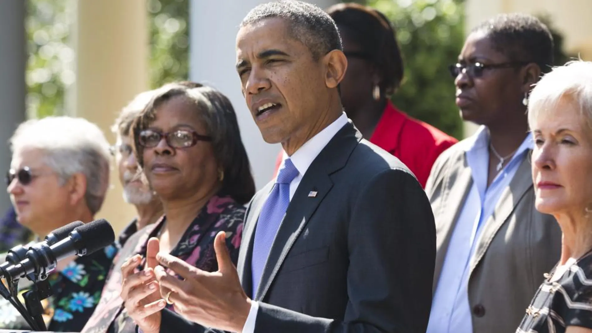 Barack Obama comparece durante una rueda de prensa hoy.
