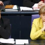 Angela Merkel y el ministro de Economía alemán Sigmar Gabriel