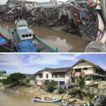 Banda Aceh (Indonesia) muy cerca del epicentro del maremoto que en 2004 originó el desastre; quedó prácticamente destruida cuando una ola de más de diez metros arrasó la región