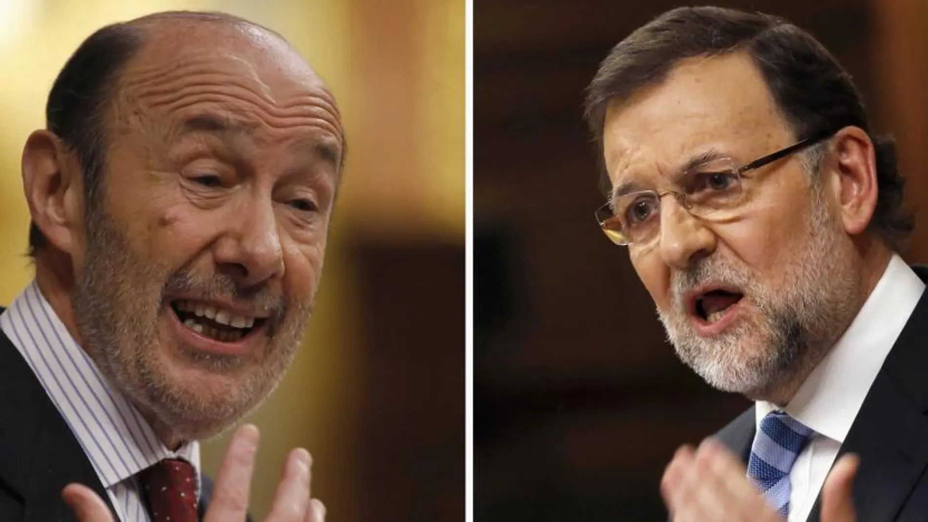 El presidente del Gobierno, Mariano Rajoy, y Alfredo Pérez Rubalcaba