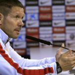 Diego Simeone, durante la rueda de prensa ofrecida en la Ciudad Deportiva de Majadahonda.