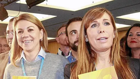 Cospedal y Sánchez-Camacho, ayer, en la Convención del PP