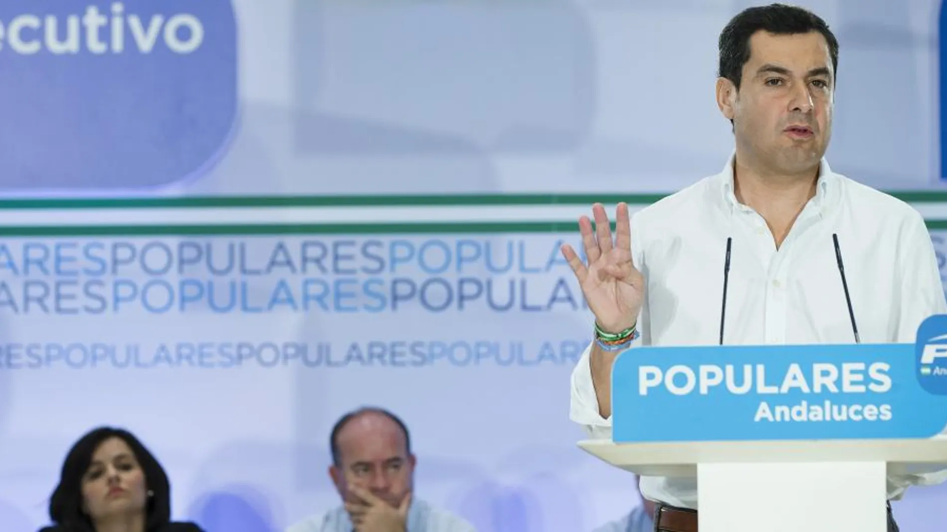 El presidente del PP andaluz, Juanma Moreno, durante su intervención en la reunión del Comité Ejecutivo Regional del PP-A