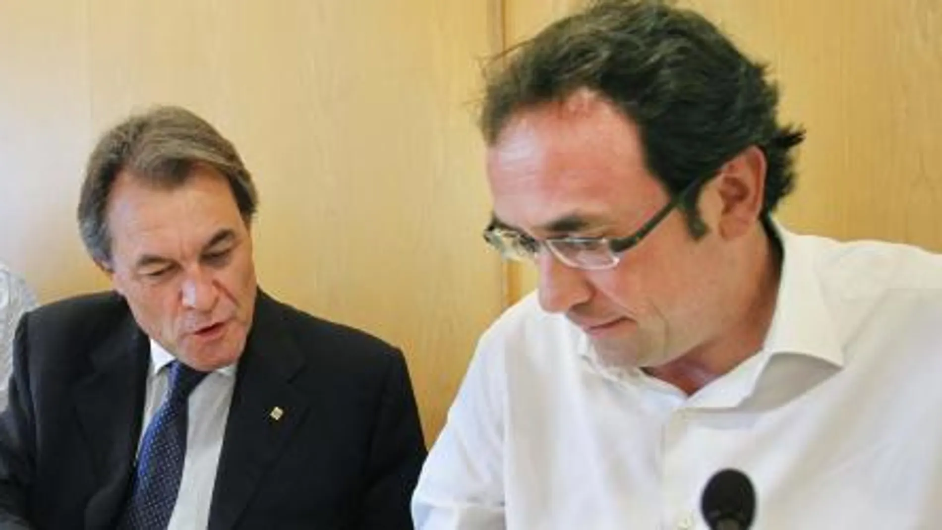 Artur Mas y Josep Rull, durante la reunión de la Ejecutiva de Convergència, la primera tras el paréntesis estival.